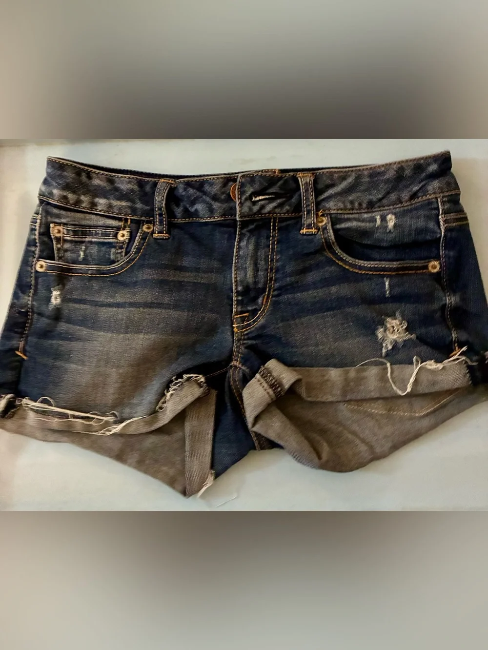 Women’s Distressed Denim Shorts - Dark Blue🌸